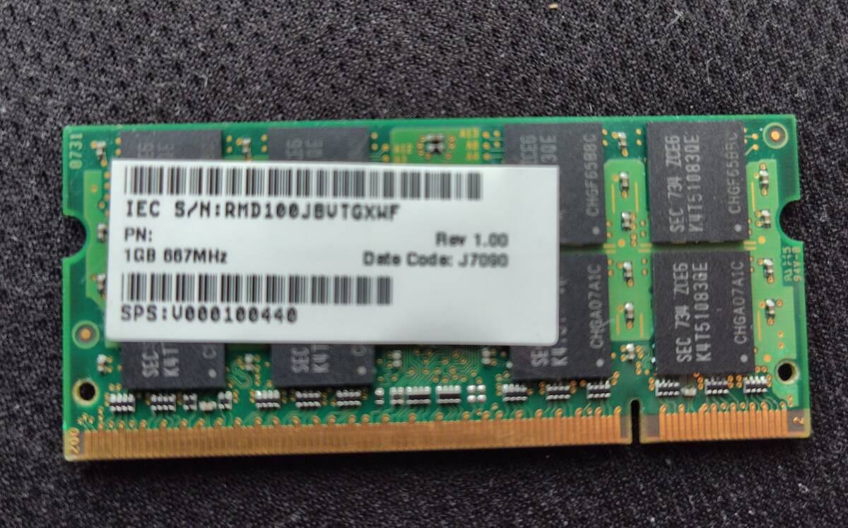 ノート用DDR2 SO-DIMM 1Gb 動作品の画像1