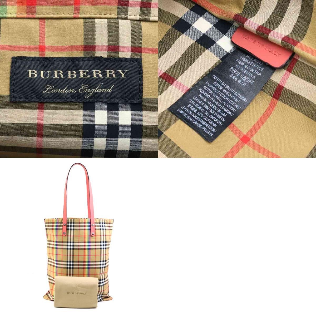 バーバリー BURBERRY ショルダーバッグ トートバッグ コットン/レザー ピンク×ベージュ系 h30069g_画像10