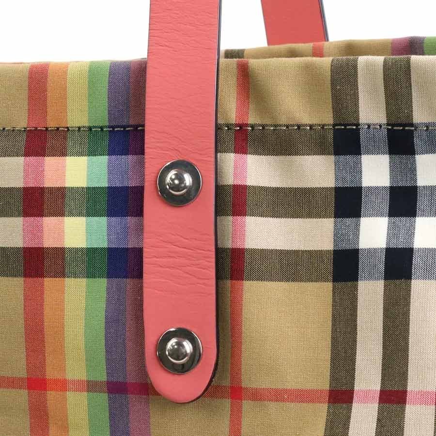 バーバリー BURBERRY ショルダーバッグ トートバッグ コットン/レザー ピンク×ベージュ系 h30069g_画像7