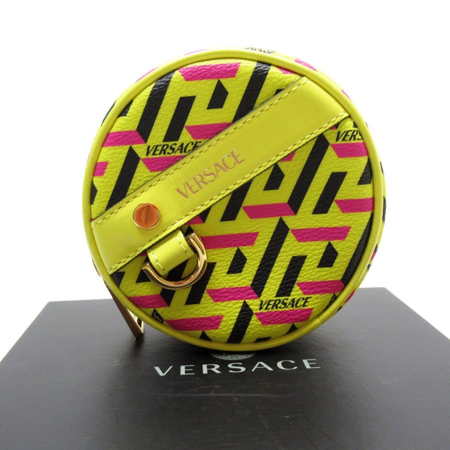 ジャンニ ヴェルサーチ Gianni Versace ポーチ レザー イエロー×ブラック×マゼンタ t19201a_画像1