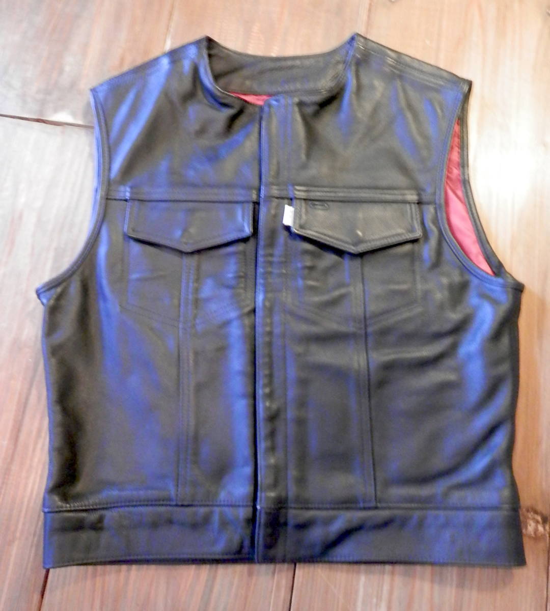 #S【HA LEATHER】レザーベスト黒・サイズS/LIL JOE/HELLS ANGELS_画像1