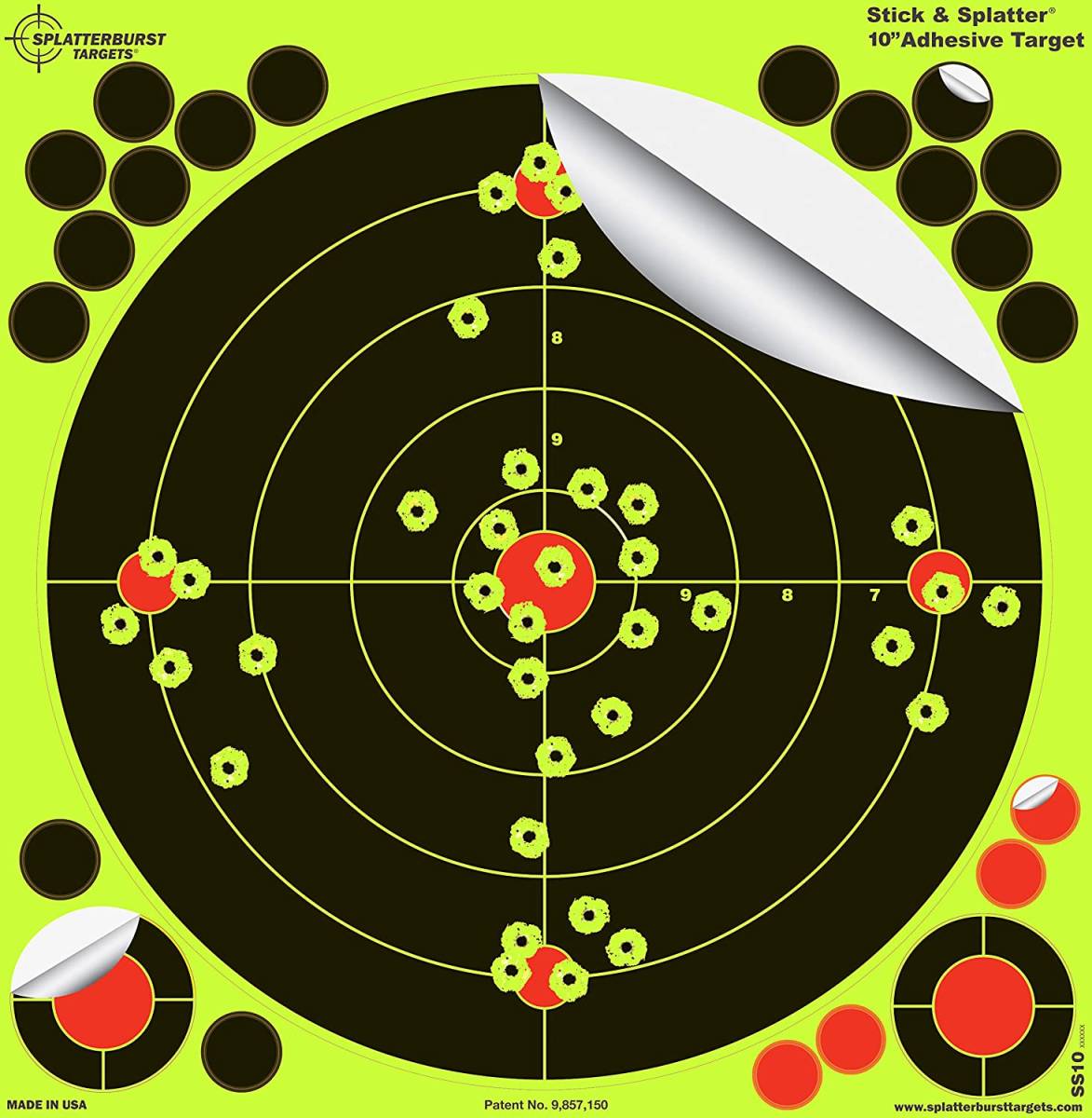 新品国内在庫 米国SPLATTERBURST TARGET社製(10インチ1ターゲット)(10枚セット)的紙 標的紙 ターゲット 練習 空気銃 ライフル 射撃