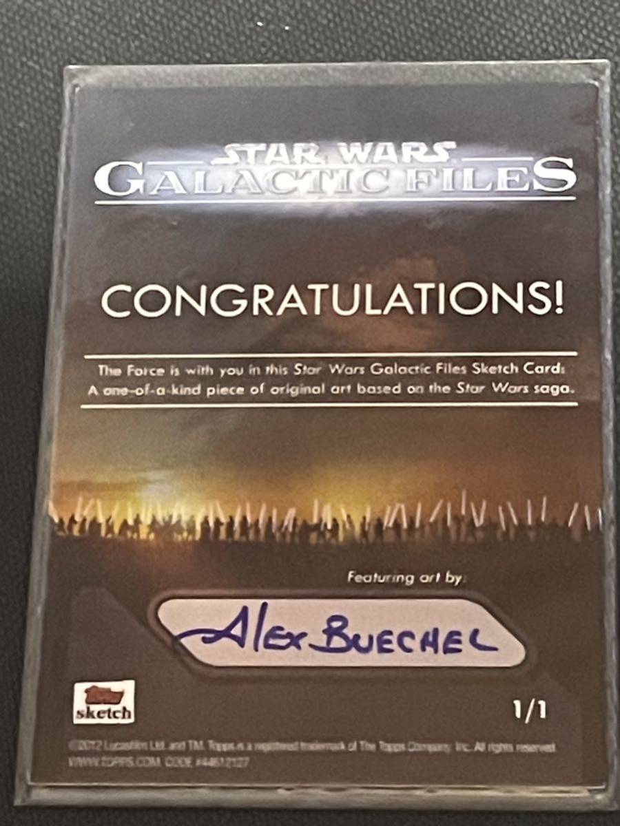 2012 STAR WARS GALACTIC FILES sketch card 1 of 1 裏に筆者サイン入りスケッチカード その10 直筆アートカード alex buechel アミダラ？_画像2