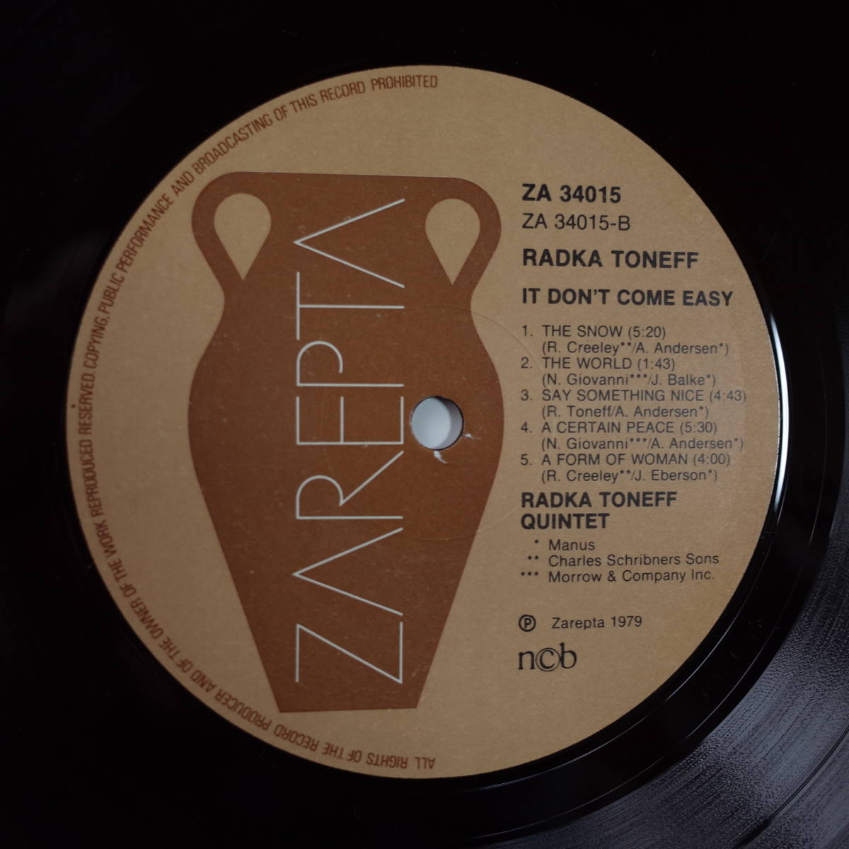 ◆激レア！◆Radoka Toneff（ラドカ・トネフ）◆《It Don't Come Easy》◆Norway：ZAREPTA：オリジナル盤◆盤・ジャケ共極美品_画像7