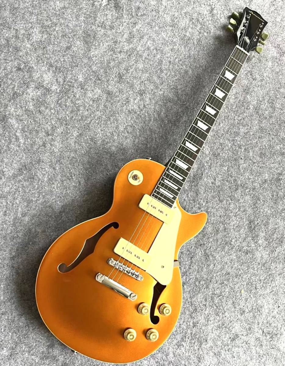 レスポールタイプセミアコボディ　ゴールドトップボディ　P90ピックアップ搭載　ES-Les Paulタイプ Showman guitar_画像1