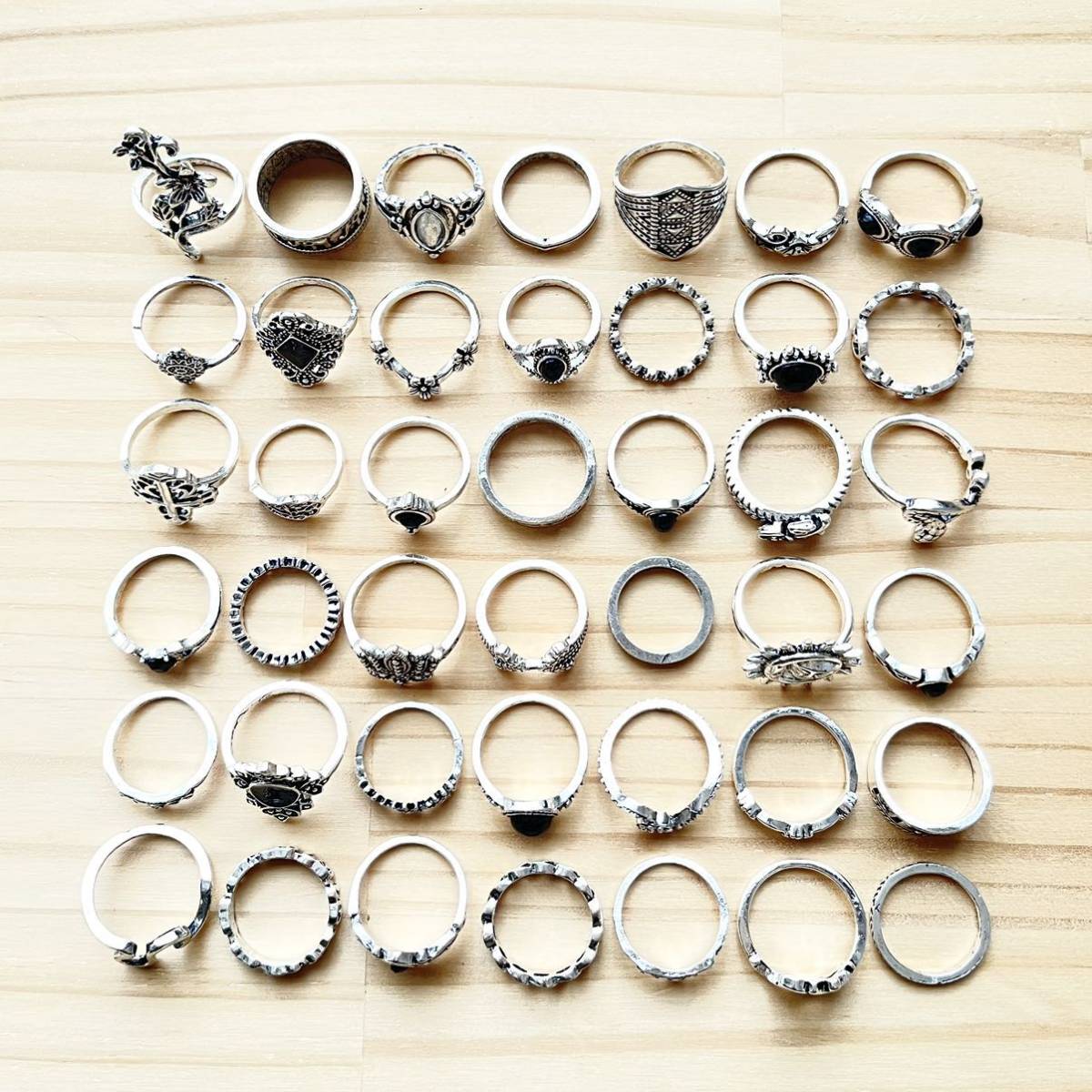 42個 指輪 リング ヴィンテージデザイン 指輪 アクセサリー アンティークデザイン シルバーカラー 海外製 大量 おまとめ まとめ売り _画像2