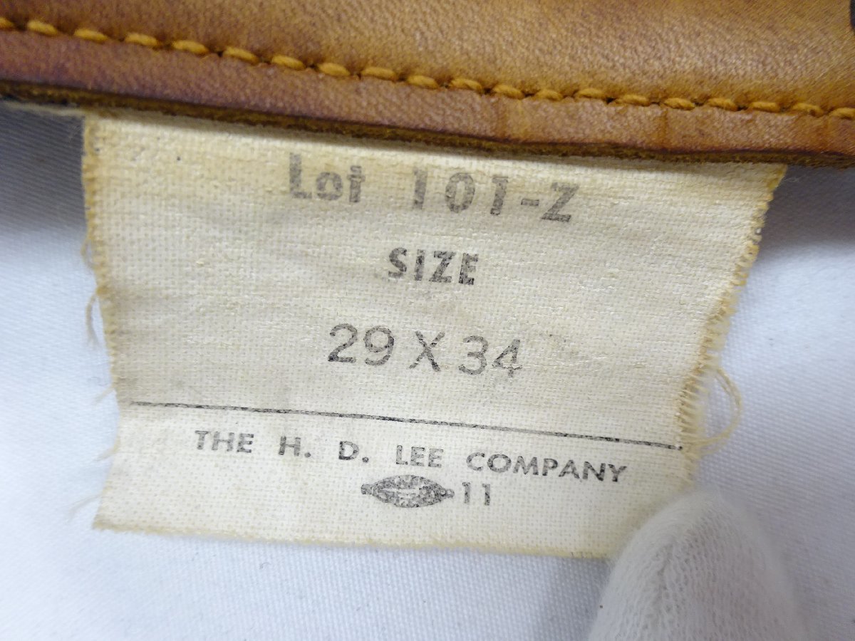 【良品】Lee 1952年モデル 復刻 日本製 Lot.05101 デニム 29×34 濃紺 片耳 センター赤タグ ジーンズ_画像5