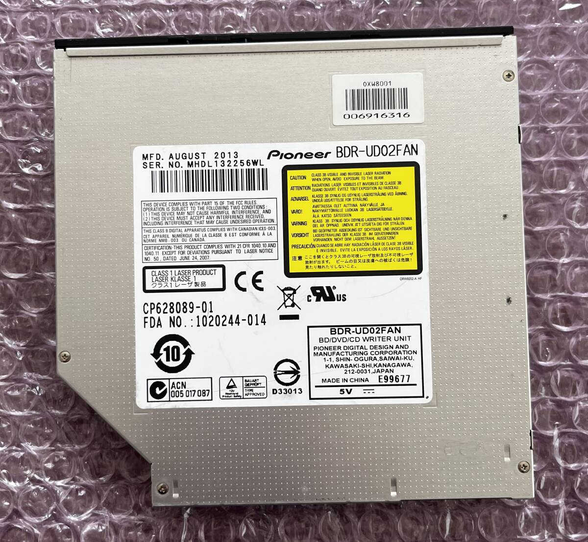 Pioneer BDR-UD02FAN 内蔵ブルーレイドライブ SATA 9.5mm Blu-rayドライブ 正常動作品 no2_画像1