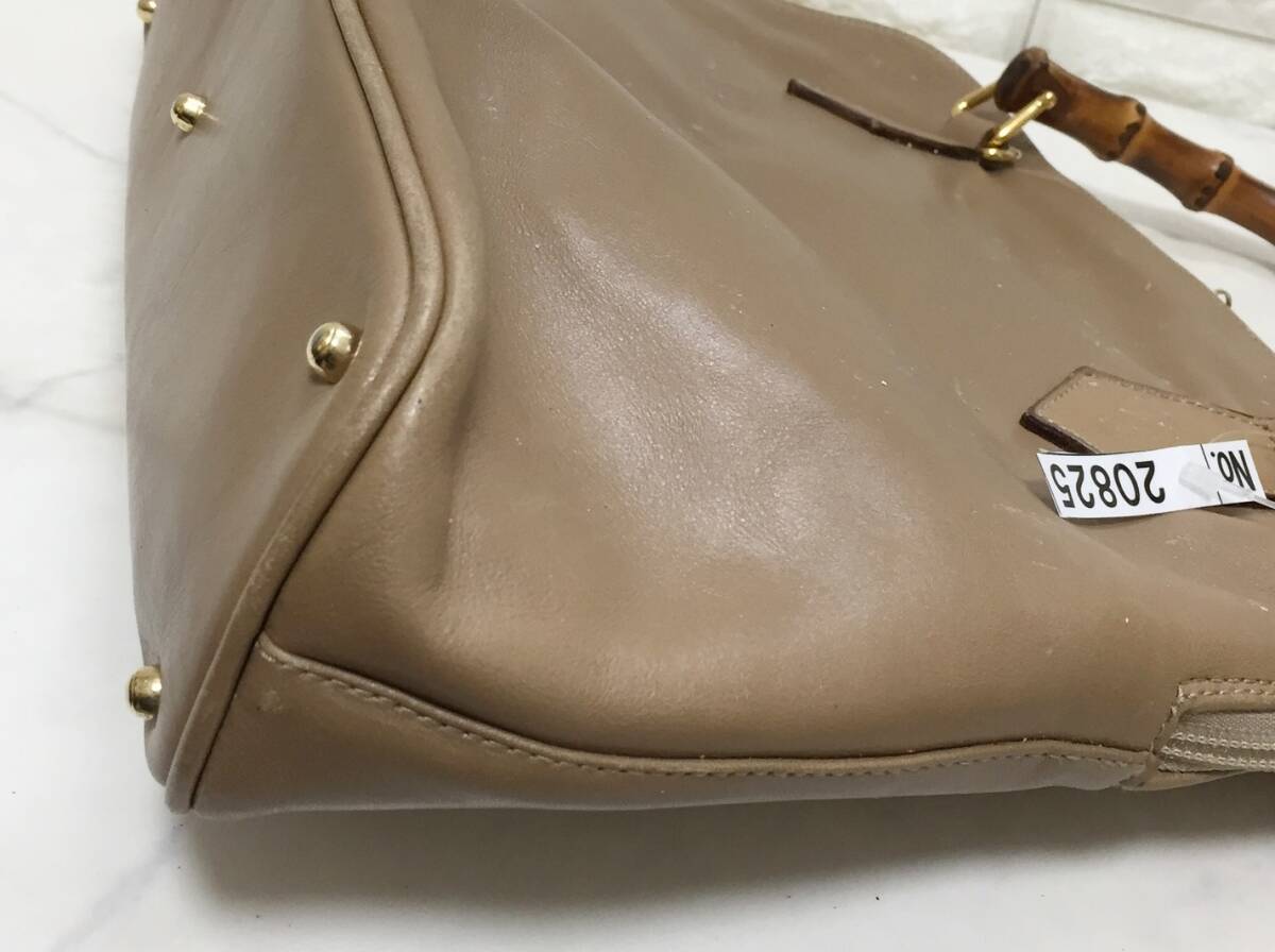 no20825 GUCCI Gucci Italy made bamboo original leather hand tote bag *