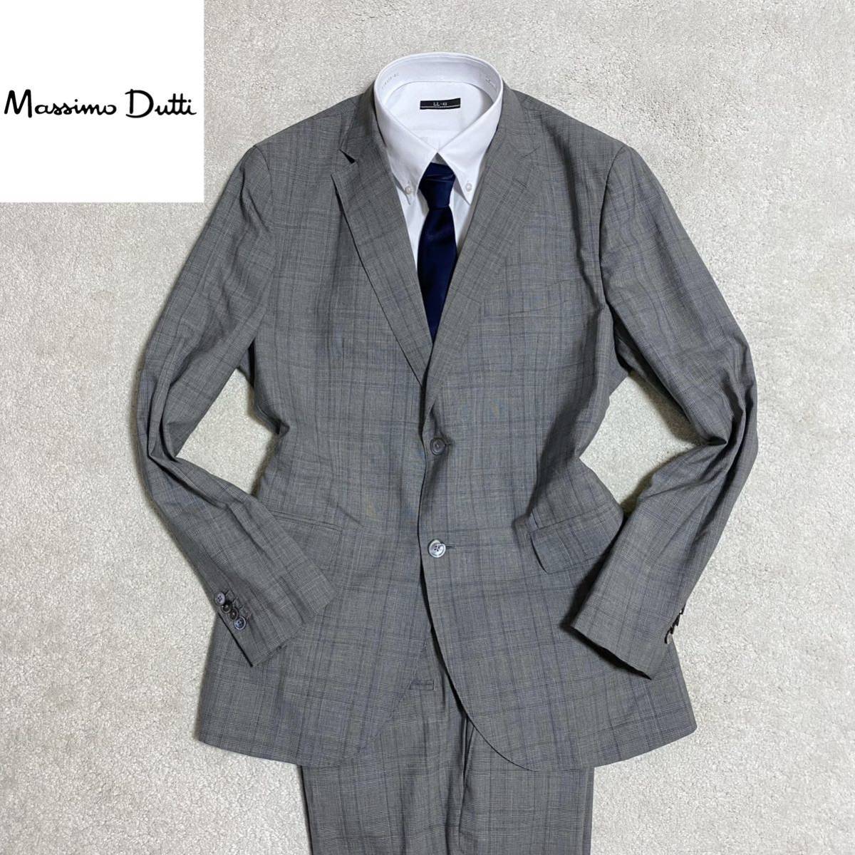 ZARA最上級ライン Massimo Dutti マッシモドゥッティ スーツ セットアップ XL LL 大きいサイズ グレー グレンチェック柄 イタリア製ウール!_画像1