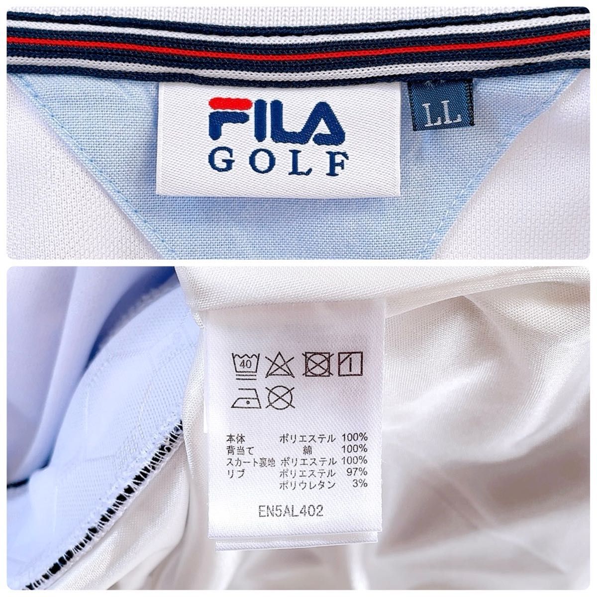 FILAGOLF フィラゴルフ LL XL 大きいサイズ ワンピース 半袖 白 ホワイト 紺 ネイビー レディース 春夏 スカート