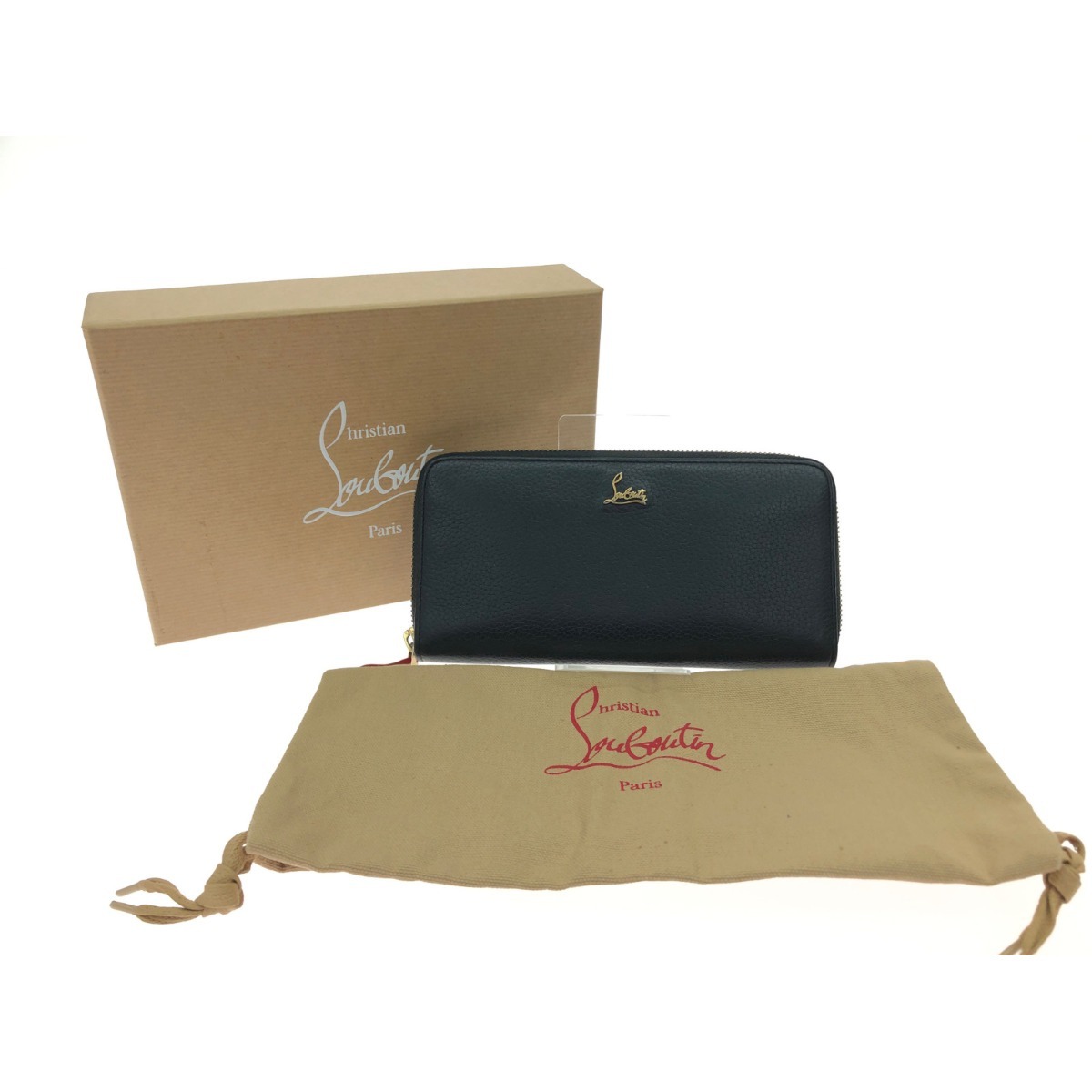 ▼▼ Christian Louboutin クリスチャンルブタン 長財布 ラウンドファスナー パネトーネ 1185061 ブラック×レッド やや傷や汚れあり