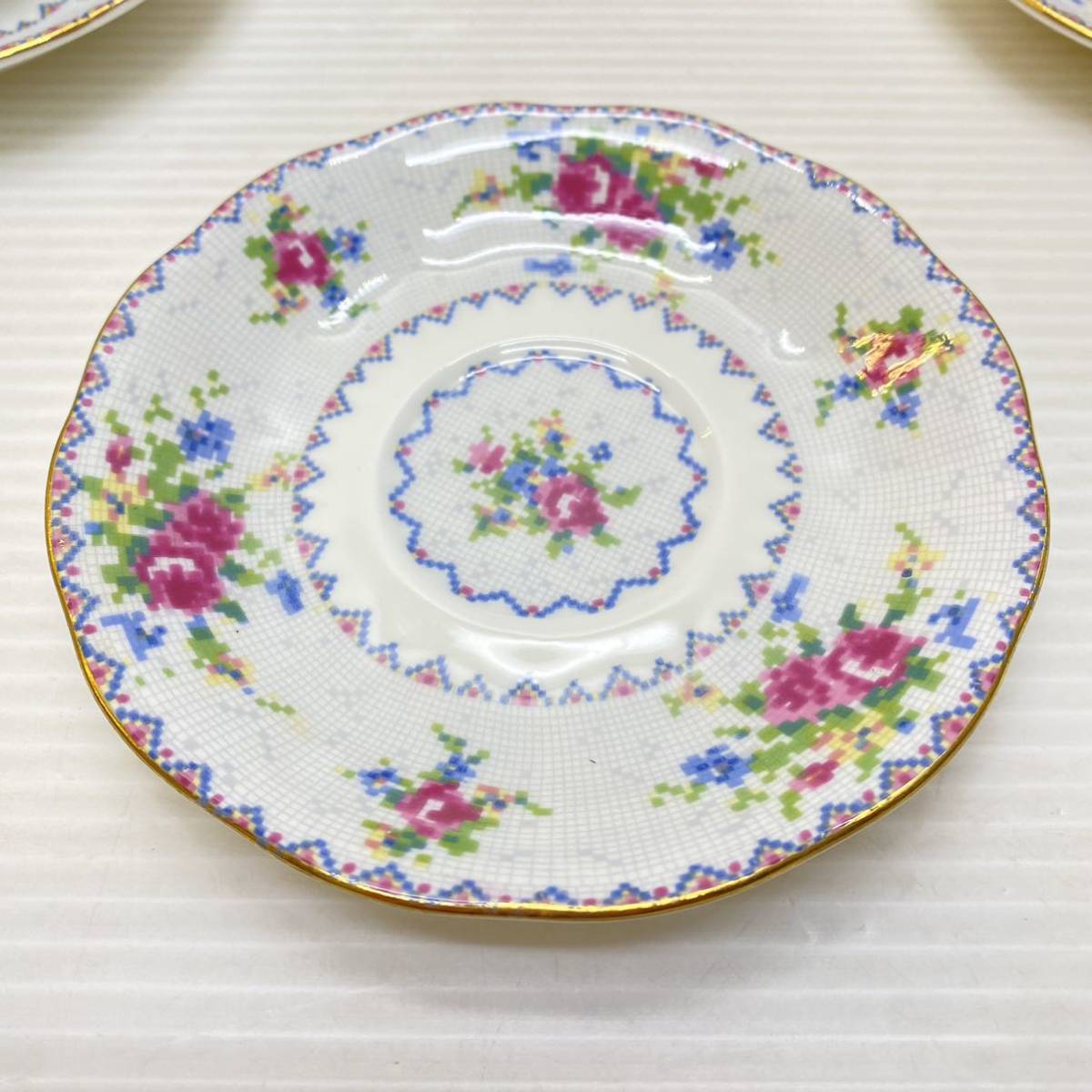 ROYAL ALBERT ロイヤルアルバート Petit Point ペティット ポイント 778676 プチポワン プチポン カップ & ソーサー デミタス 廃盤 ６客_画像5