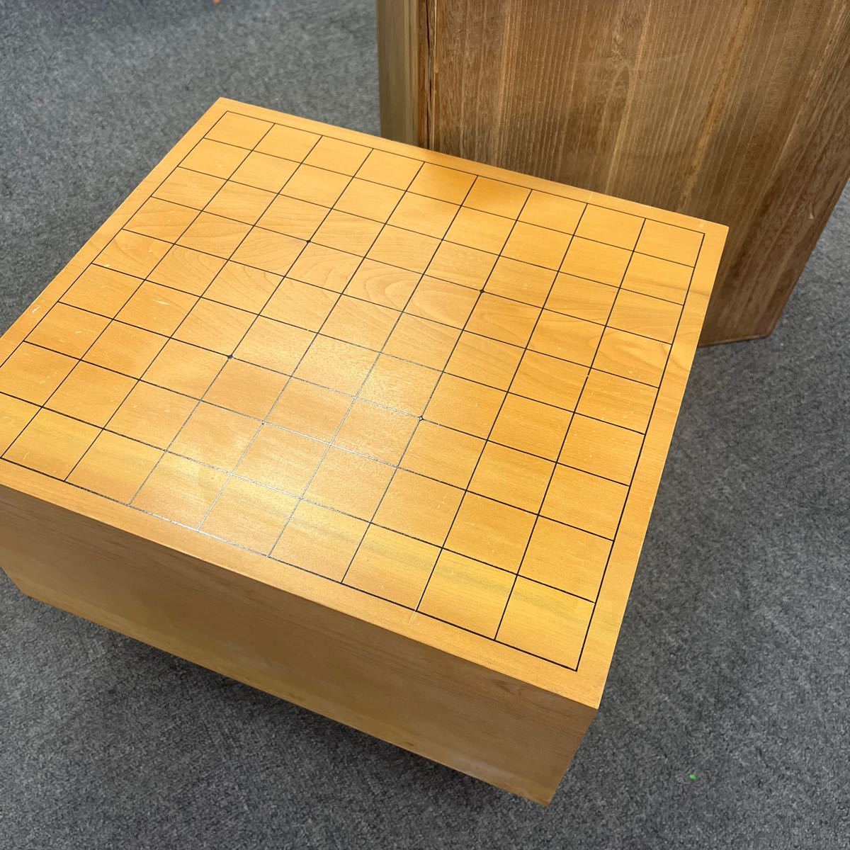 【値下げ!】脚付将棋盤 将棋盤 盤厚:17.5cm 木製カバー付き ヘソ付き 240214 ◎インボイス対応可◎