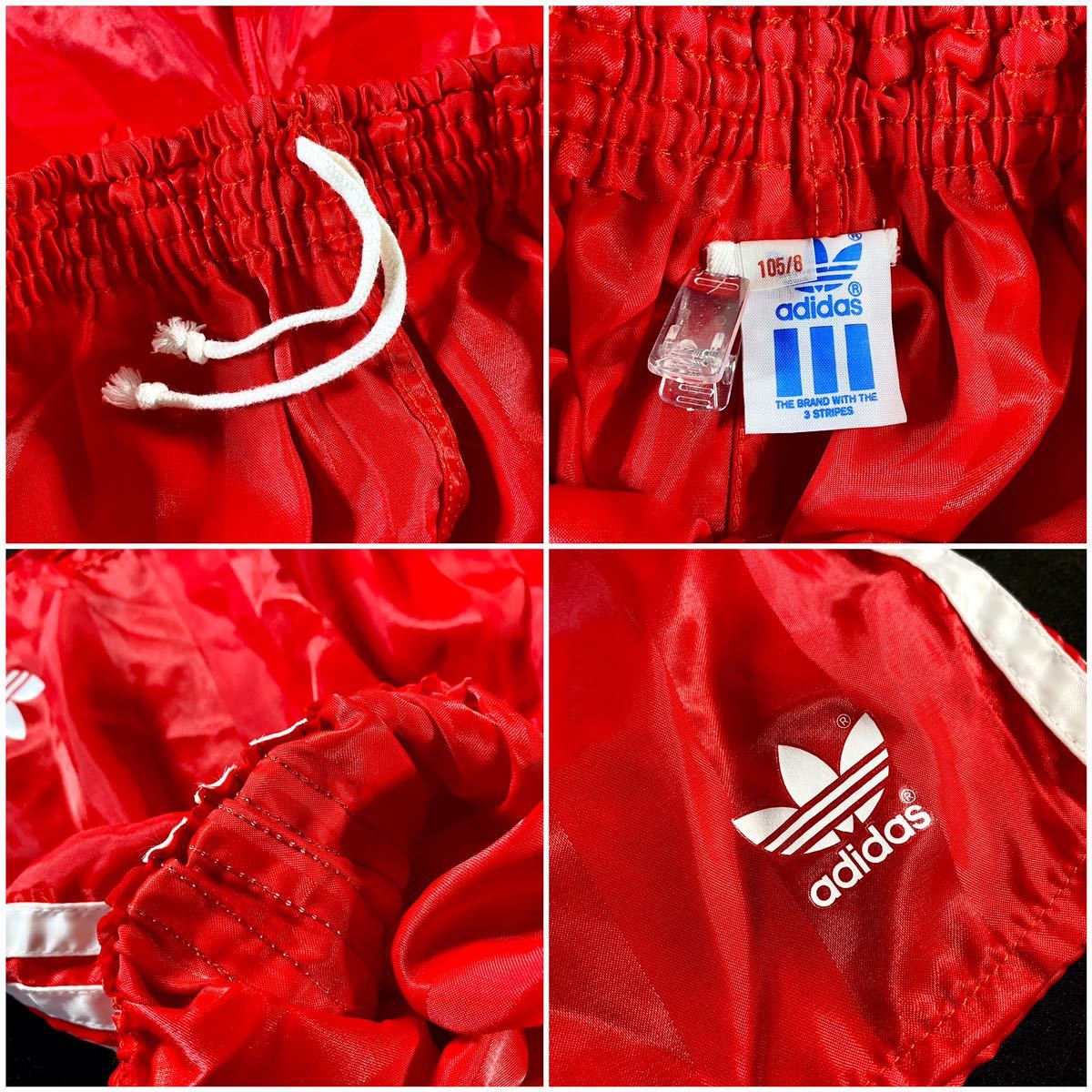 レア 貴重 80’s adidas ポリアミド サッカー ショートパンツ 105 赤×白 アディダス ヴィンテージ ナイロン 短パン ピックマリボル製_画像7