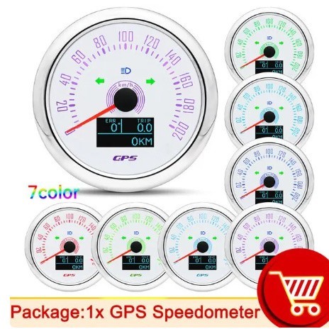 FA005:オートバイ用アンテナ付きGPSロメータ 防水車両用85mm HDスピードメーター ボート 車 防水走行距離計　9-32v　7色_パターン２