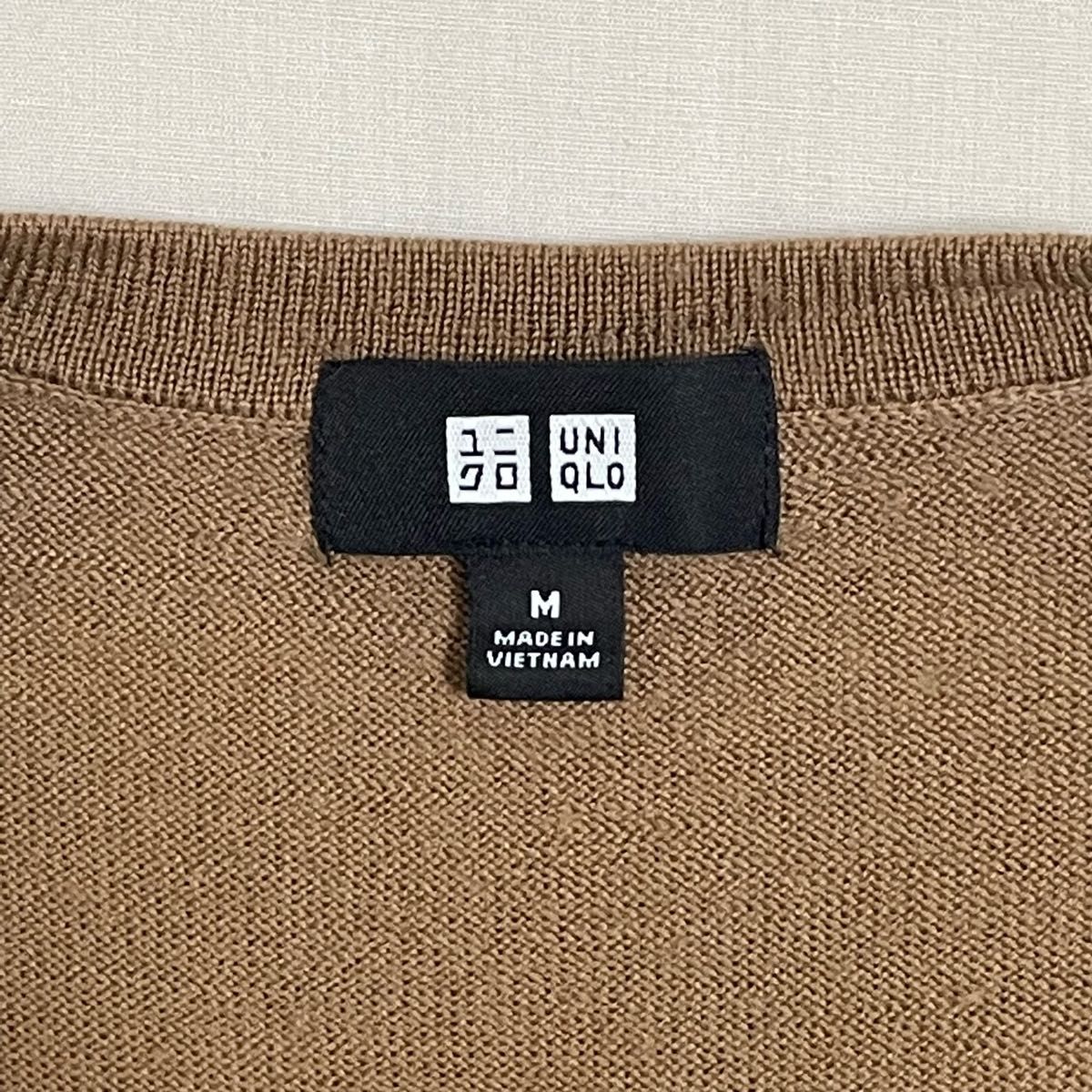 UNIQLO セーター Vネック ユニクロ ニット エクストラファインメリノ Vネックセーター 長袖 ベージュ beige