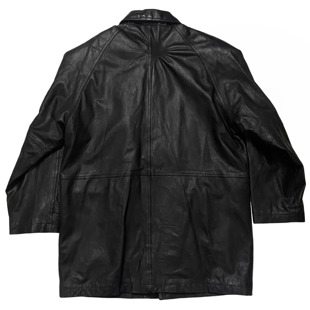 VINTAGE ヴィンテージ 90s レザー コート ジャケット アウター ビンテージ 古着 90年代 本革 ブラック 黒
