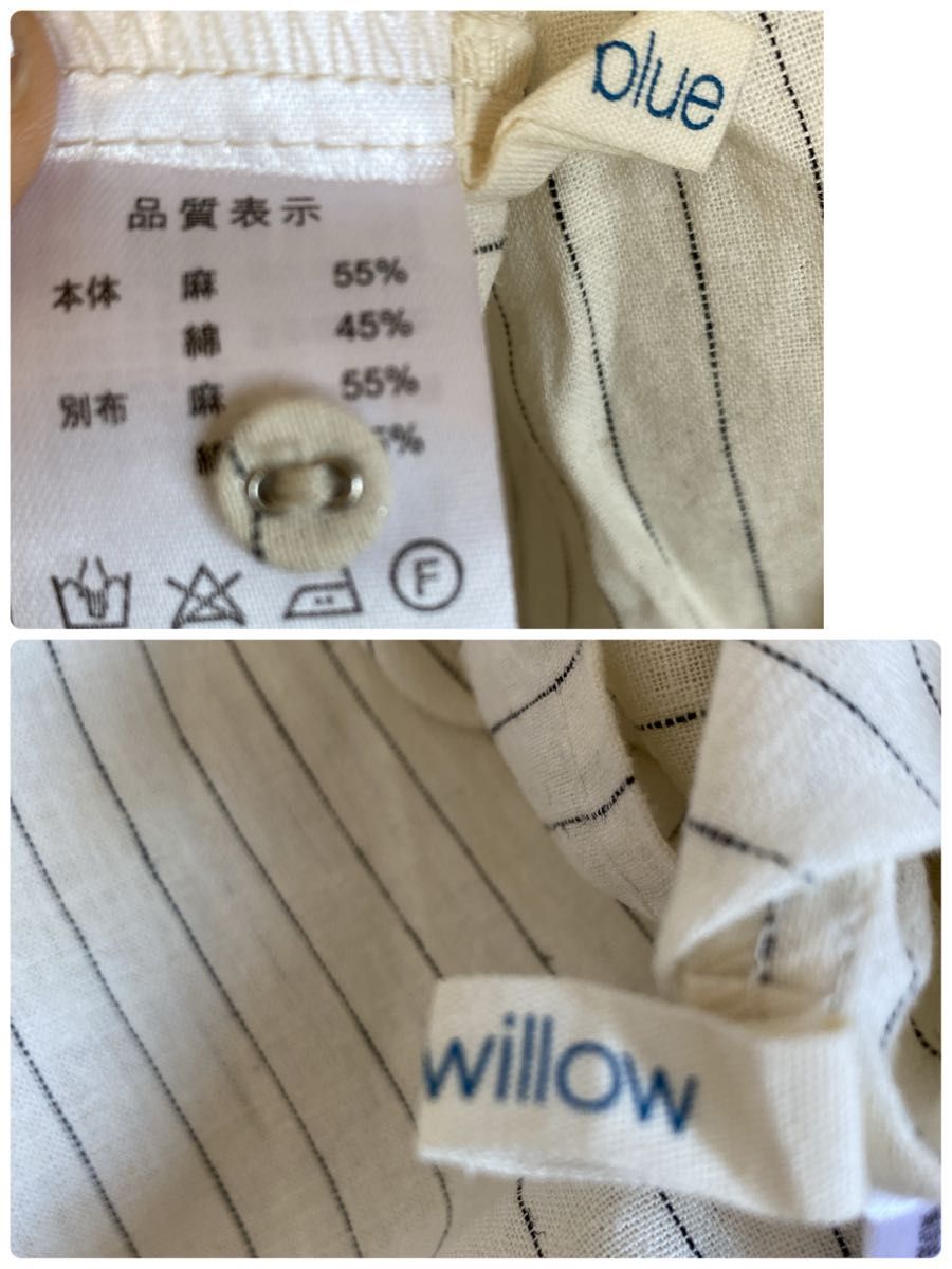 bluewillow　アイズワークス　ストライプシャツ　リネンコットンナチュラル