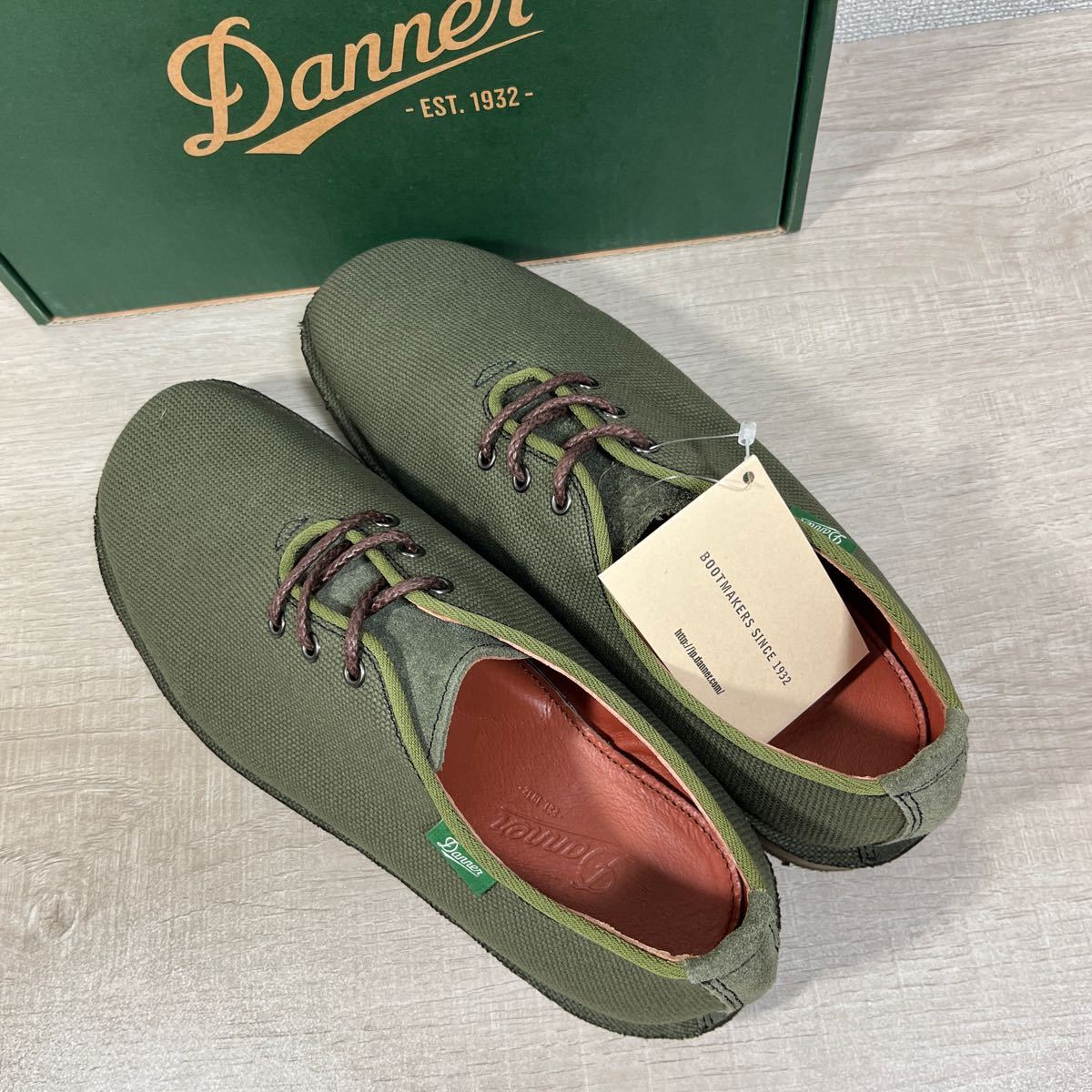 1円スタート売切り 新品未使用 DANNER ダナー SHANIKO LACE HANPU オリーブ スニーカー 日本製 26.5cm 完売品 ビジネス シューズ 限定品_画像7