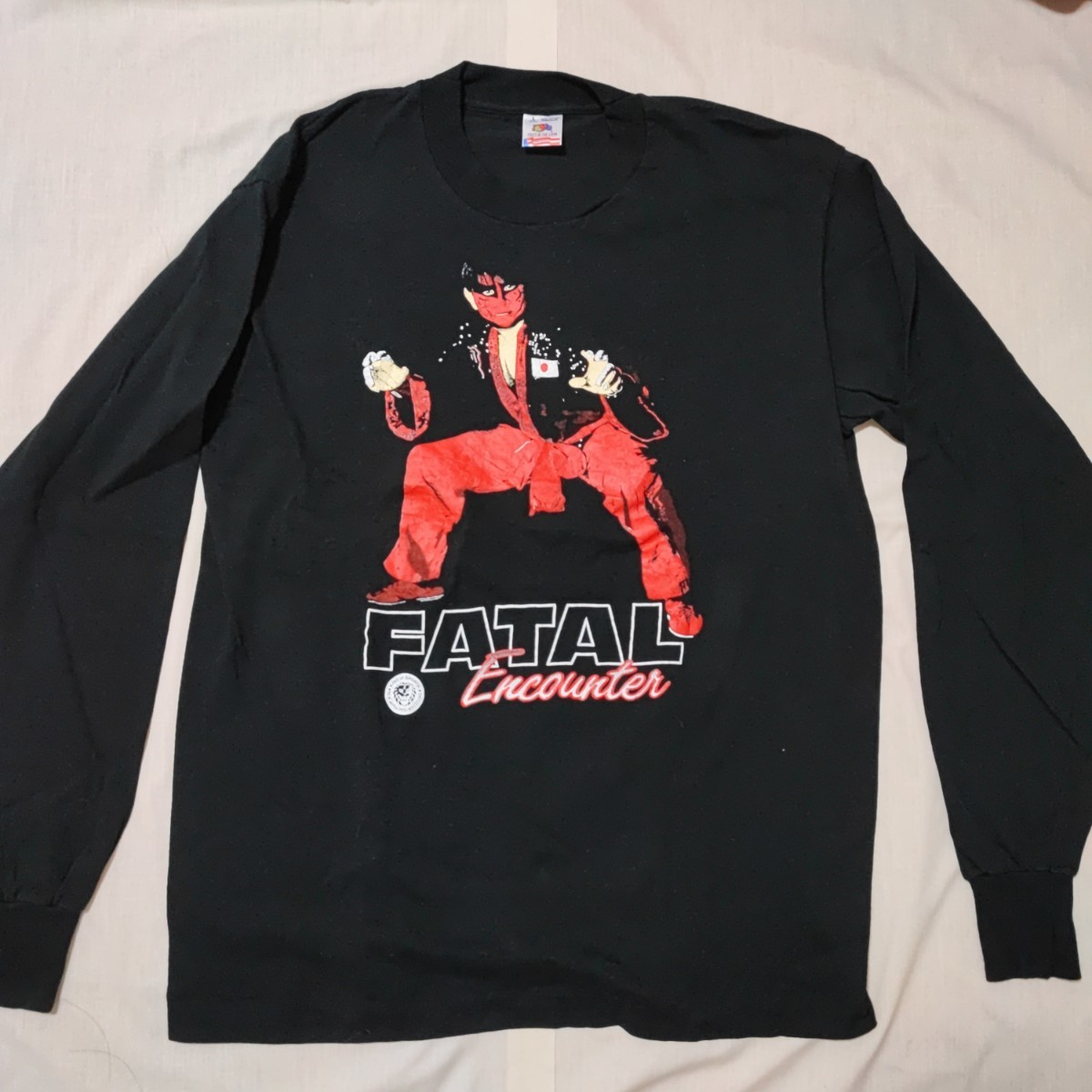 90s USA製 グレートムタ Tシャツ FATAL 武藤敬司　ロンT　プロレス　アートTシャツ　ブラック