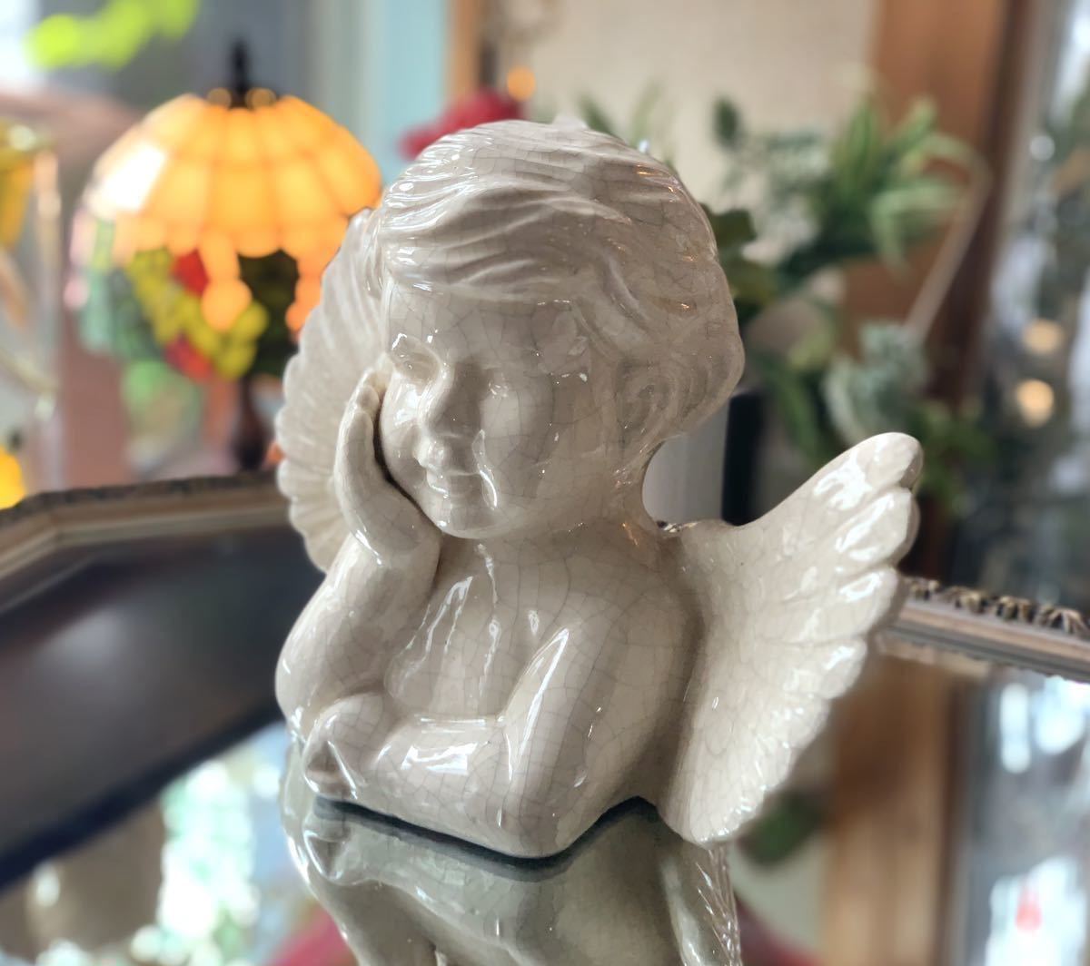 【エレガント】 天使 エンジェル 置物 陶器 2 オブジェ 飾り ディスプレイ インテリア雑貨 オーナメント