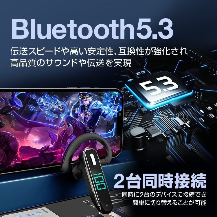 ワイヤレス 片耳イヤホン 左耳右耳兼用 Bluetooth5.3 軽量 快適イヤーフック付き 通話68時間/音楽48時間 生活防水 オープンイヤー型 BTRK50_画像5