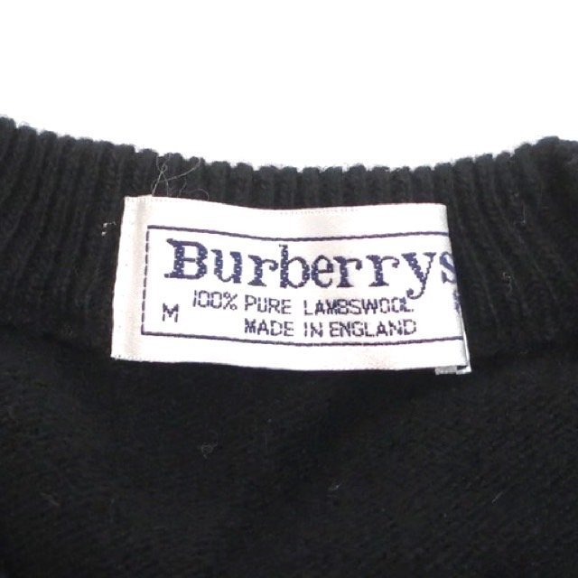 1円スタート Burberry バーバリー 長袖ニット セーター トップス カットソー ウール 毛 ブランドロゴ 刺繍 無地 ブラック 黒 サイズ M_画像2