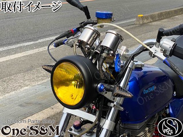 Q2-3YL 160π ガラスイエローレンズ ヘッドライト 　RZ50 RD50 YB-1 GT50 YBR125 SR125 GS50 GS125E EN125 GN125 CB125T 汎用_エイプ取付例