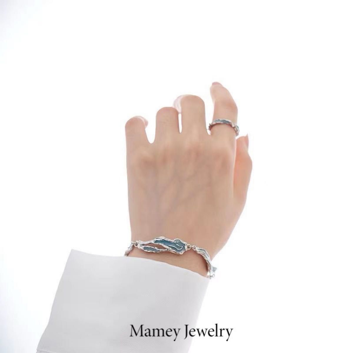 Mamey Jewelry ライトブルーブレスレット、女性、不規則、滴膠肌理、小衆、高級感、アクセサリー、手飾り