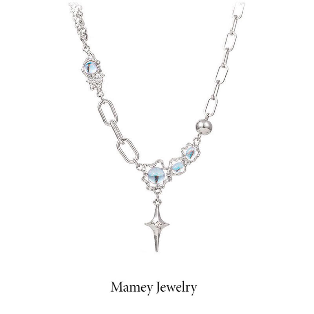 Mamey Jewelry チタン鋼は色が落ちない!月光石ネックレス、甘い、クール、ホットガール、小衆デザイン、高級感、軽奢、人気