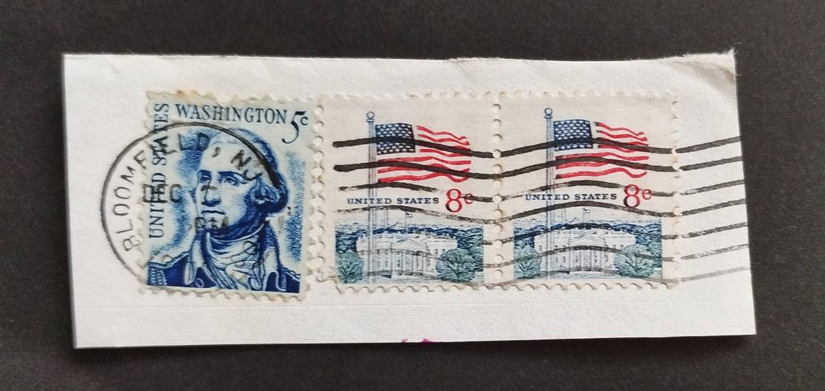 アメリカ切手 ２種３枚①George Washington (1732-1799), 1st President1967-11-17②Flag and White House　1971-05-10_このままの状態で発送します。