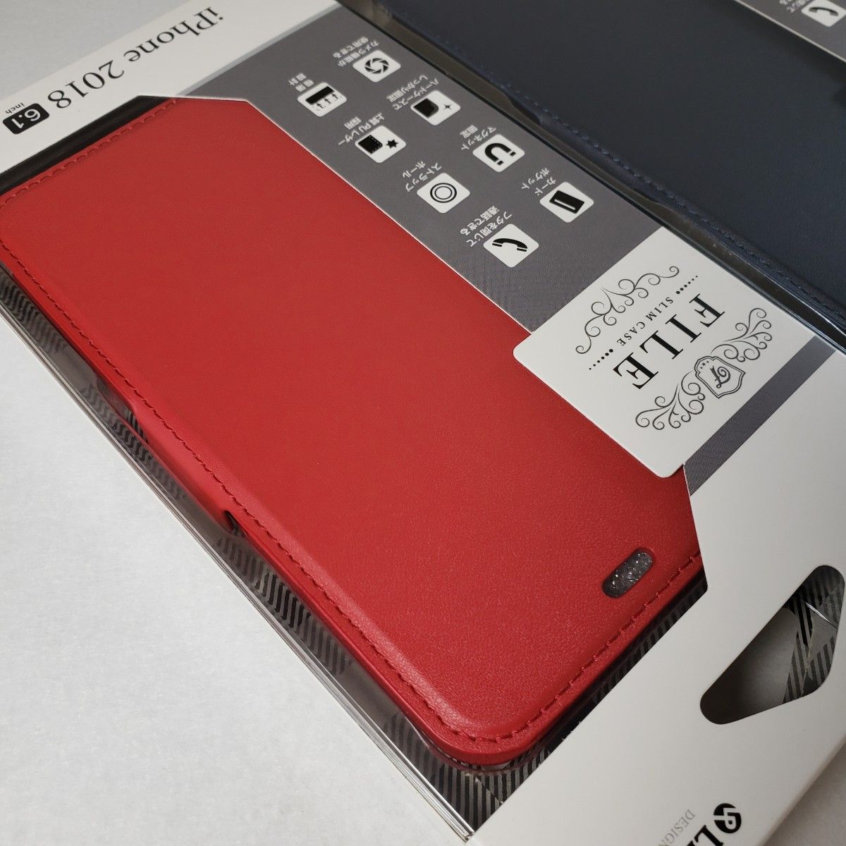 2色セット iPhone XR 手帳型ケース サイドマグネット 薄型 レッド ネイビー 04150891