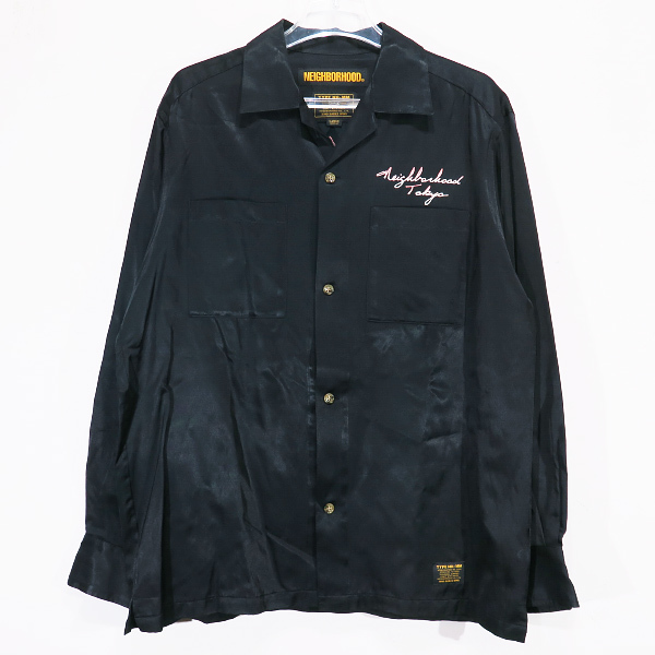 NEIGHBORHOOD ネイバーフッド 19SS MIL-SOUVENIR/RC-SHIRT.LS ミリタリー スーベニア レーヨン シャツ ロングスリーブ ブラック Fez ten