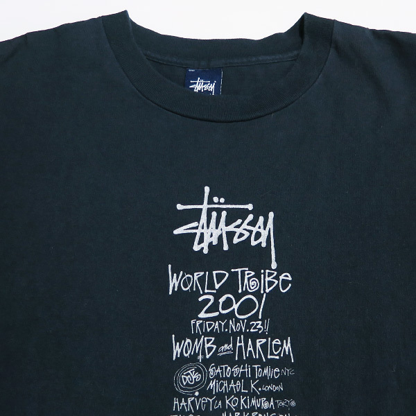 STUSSY Stussy WORLD TRIBE 2001 L/S TEE world to Live 2001 длинный рукав футболка черный long T длинный рукав fek