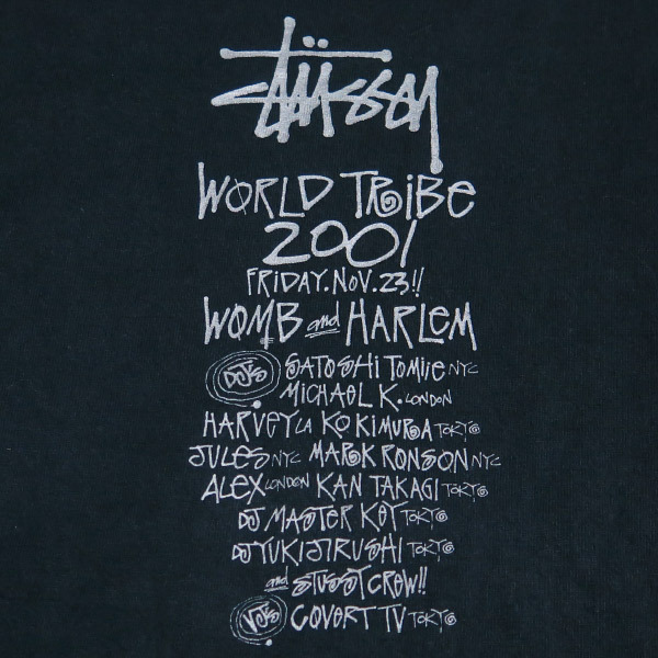 STUSSY Stussy WORLD TRIBE 2001 L/S TEE world to Live 2001 длинный рукав футболка черный long T длинный рукав fek