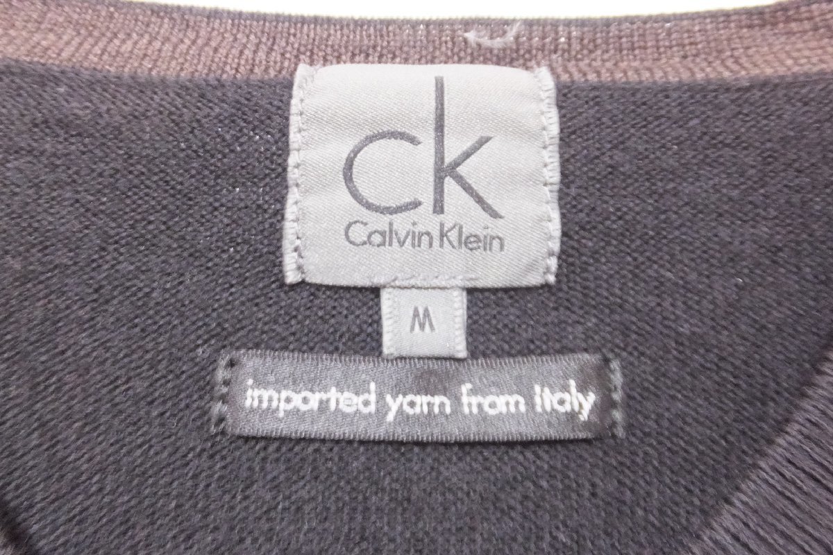 CK Calvin Klein カルバンクライン Vネック ウールセーター サイズM ブラック トップス　メンズ_画像3