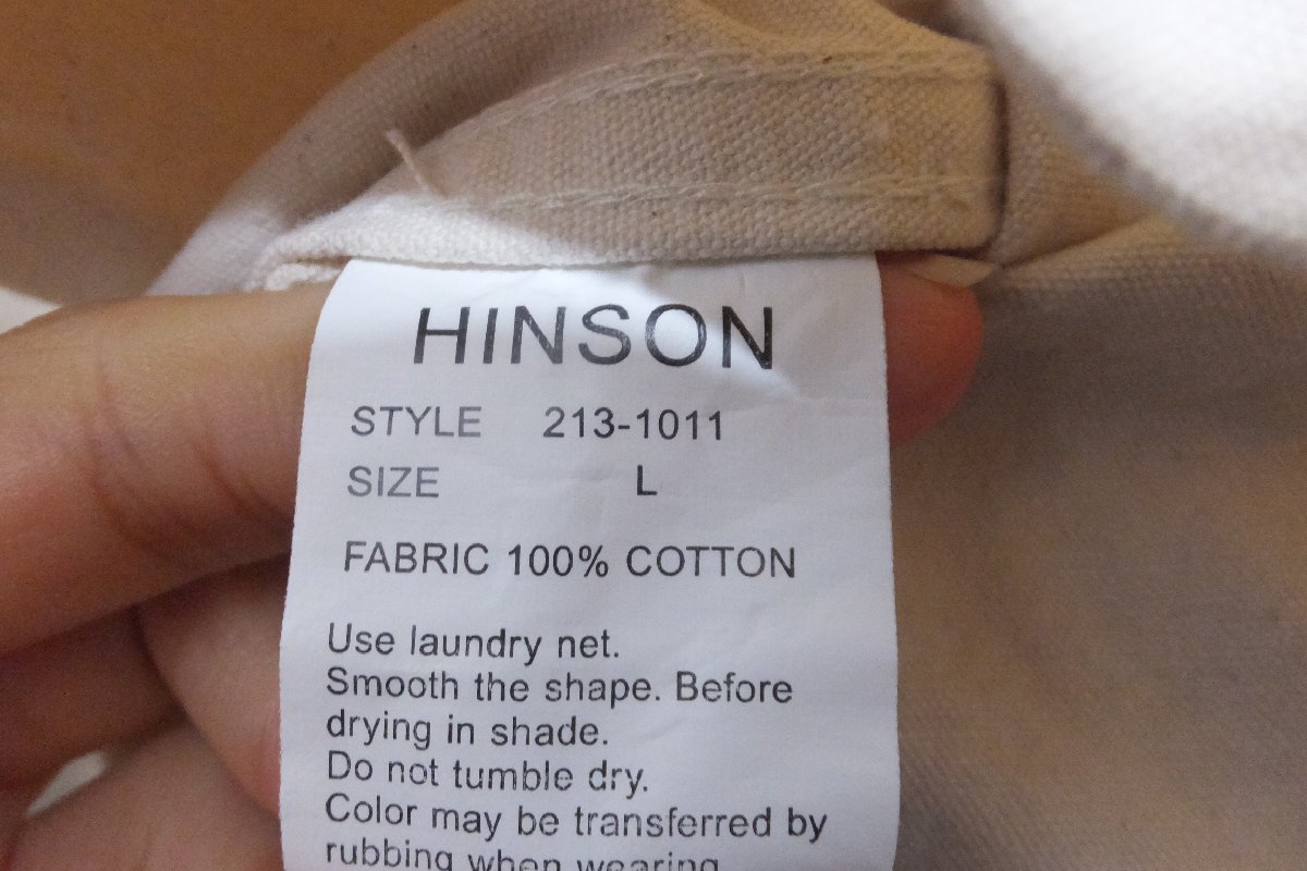HINSON ノーカラー シャツ 長袖 ボタンジャケット サイズL アウター メンズ_画像4