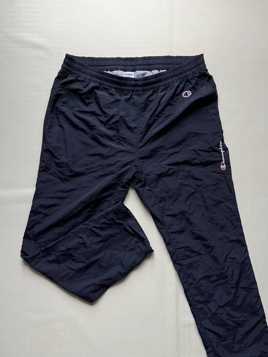 ★美品 Champion メンズ L ロゴ入り 裏地メッシュ ナイロン ウィンドブレーカー トラックパンツ / チャンピオン スポーツ ジャージ_画像1