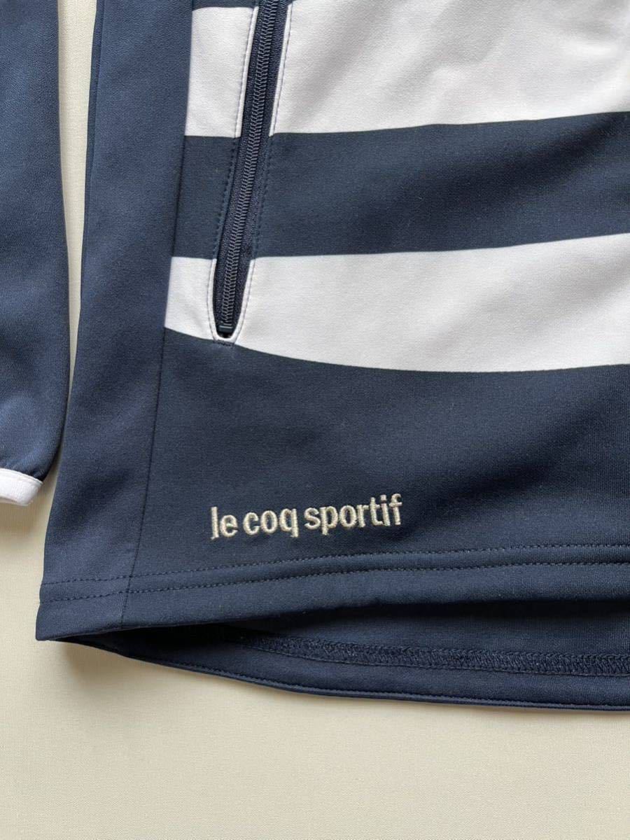 le coq sportif DESCENTE レディース L ジップアップ ボーダー柄 トラックジャケット ジャージ トップス / ルコック ネイビー ホワイト _画像5