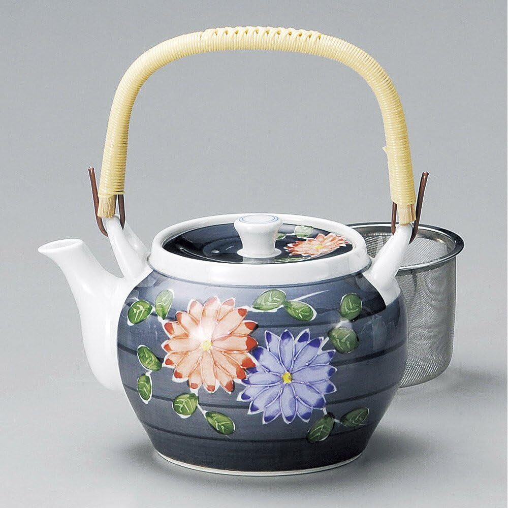 ＫＵ！ ☆一珍菊絵６号土瓶（９５０ｃｃ）☆ 352-13-697 新品 急須 ポット 土瓶 鉄瓶 茶器_画像1