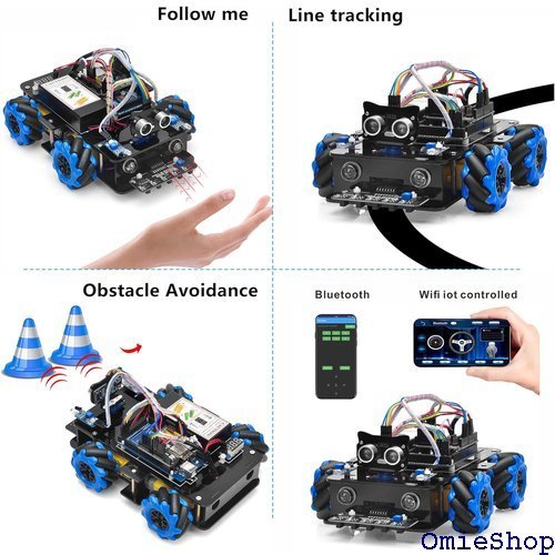 Arduino用 メカナムホイール ロボットカーシャー mni directional DIY バッテリー2本付