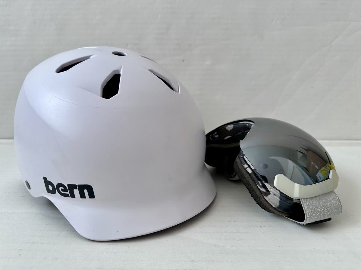 bern バーン ヘルメット WATTS ホワイト ゴーグル フレームレス ライトグレー スノーボード 自転車_画像1