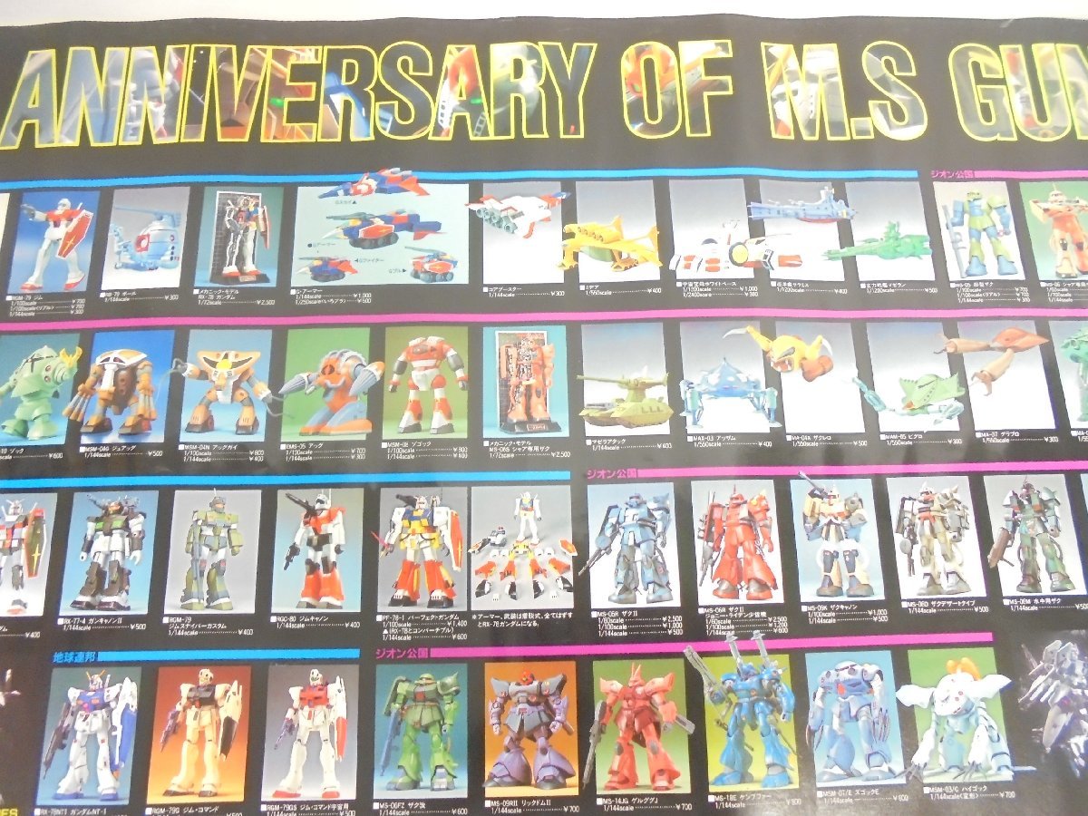 【80】THE 15th ANNIVERSARY OF M.S GUNDAM'S BIRTH ポスター ガンダム バンダイ シミ 焼け有り ダメージ有り②_画像3