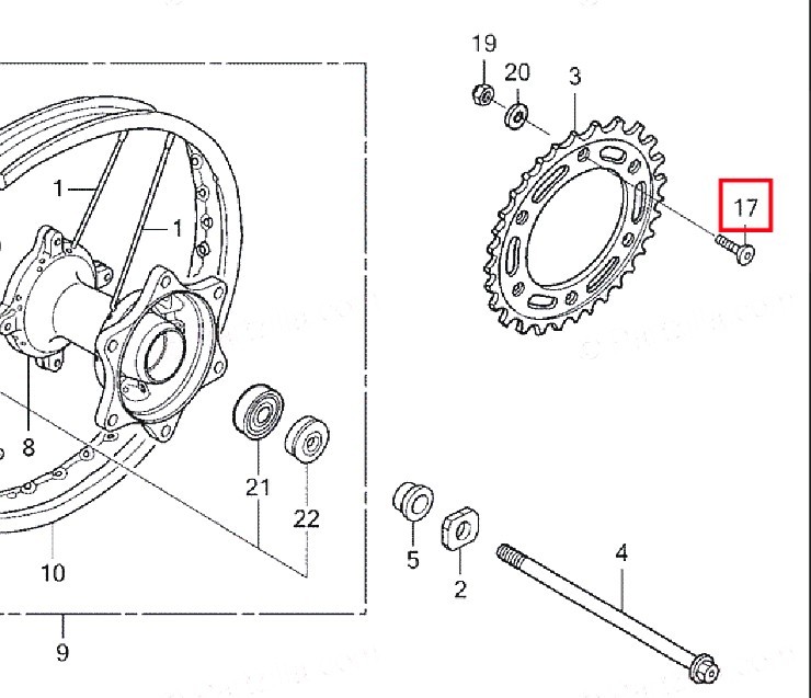 146-A◆ホンダ CRF300 チタン合金 リアスプロケット ボルトセット. パーツナンバー90125-KZJ-900. XR125,XR150,XR190,NX160. チタンボルト_画像8