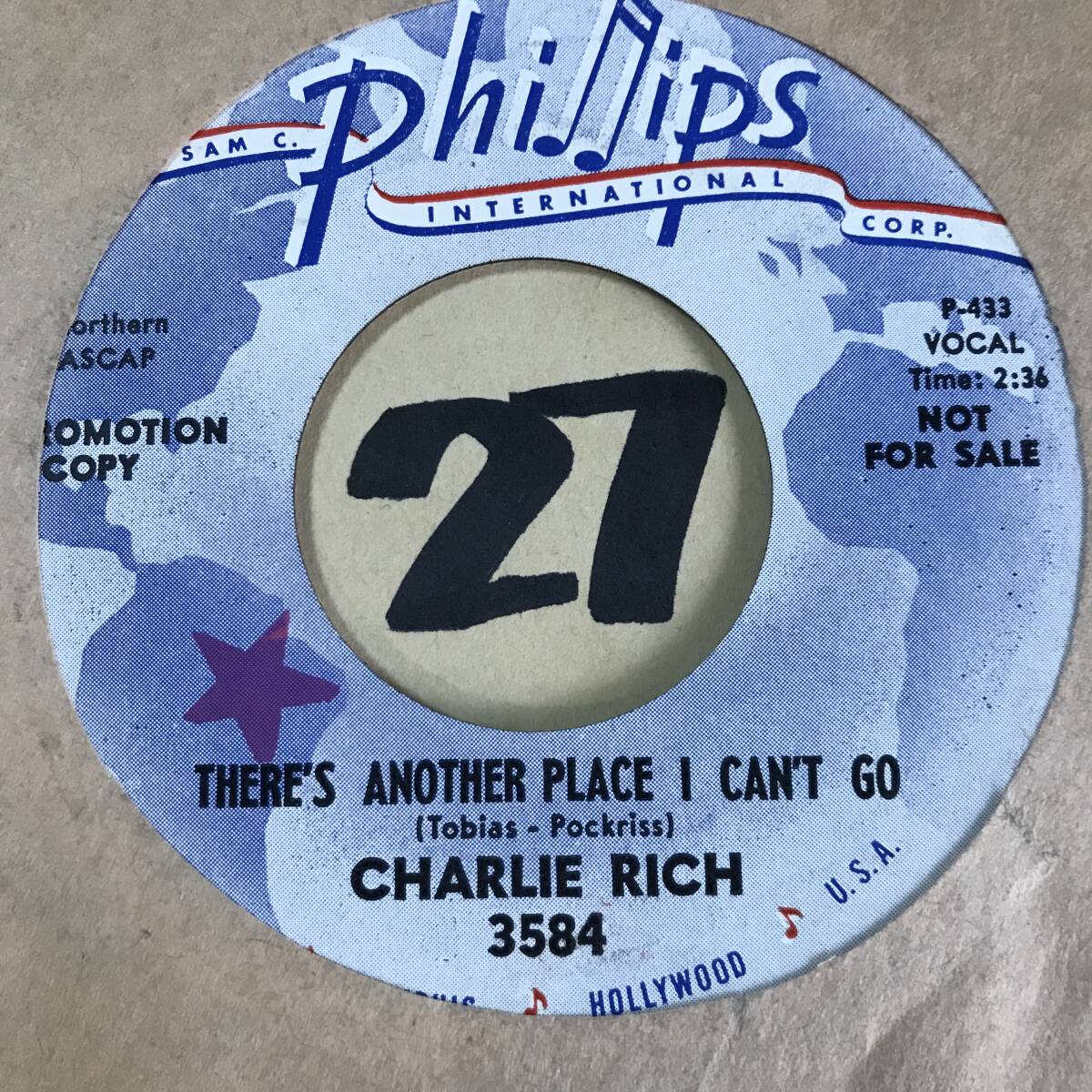 新品 57年サン・ロカビリー/カントリー CHARLIE RICH I NEED YOUR LOVE /THERE’S ANOTHER PLACE I CAN’T GO Sam Phillips at Sun Records_画像1