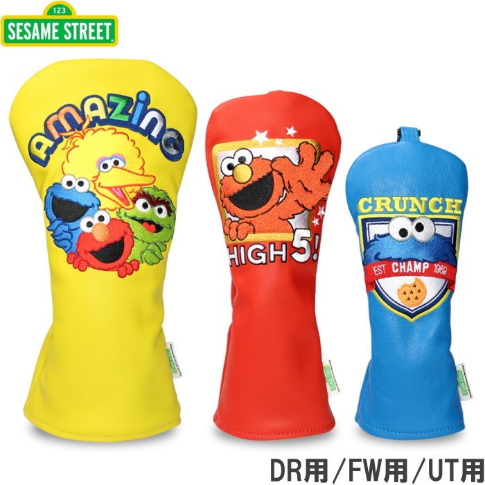 ★SESAME STREET セサミストリート ゴルフ ヘッドカバー 3個組 DR用+FW用+UT用 キャットハンド型★_画像1