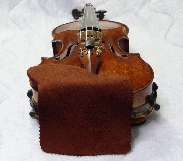セーム革製バイオリン用あご当てカバー／茶 ガルネリモデル  ハンドメイドの画像1
