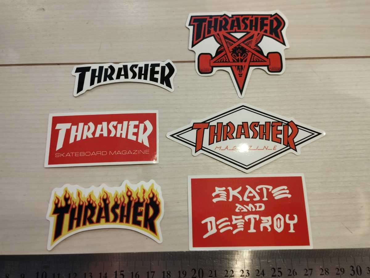 thrasher ステッカー 6枚セット スラッシャー スケートボード スノーボード スラッシャーマガジン スケートボードステッカー スノボの画像1