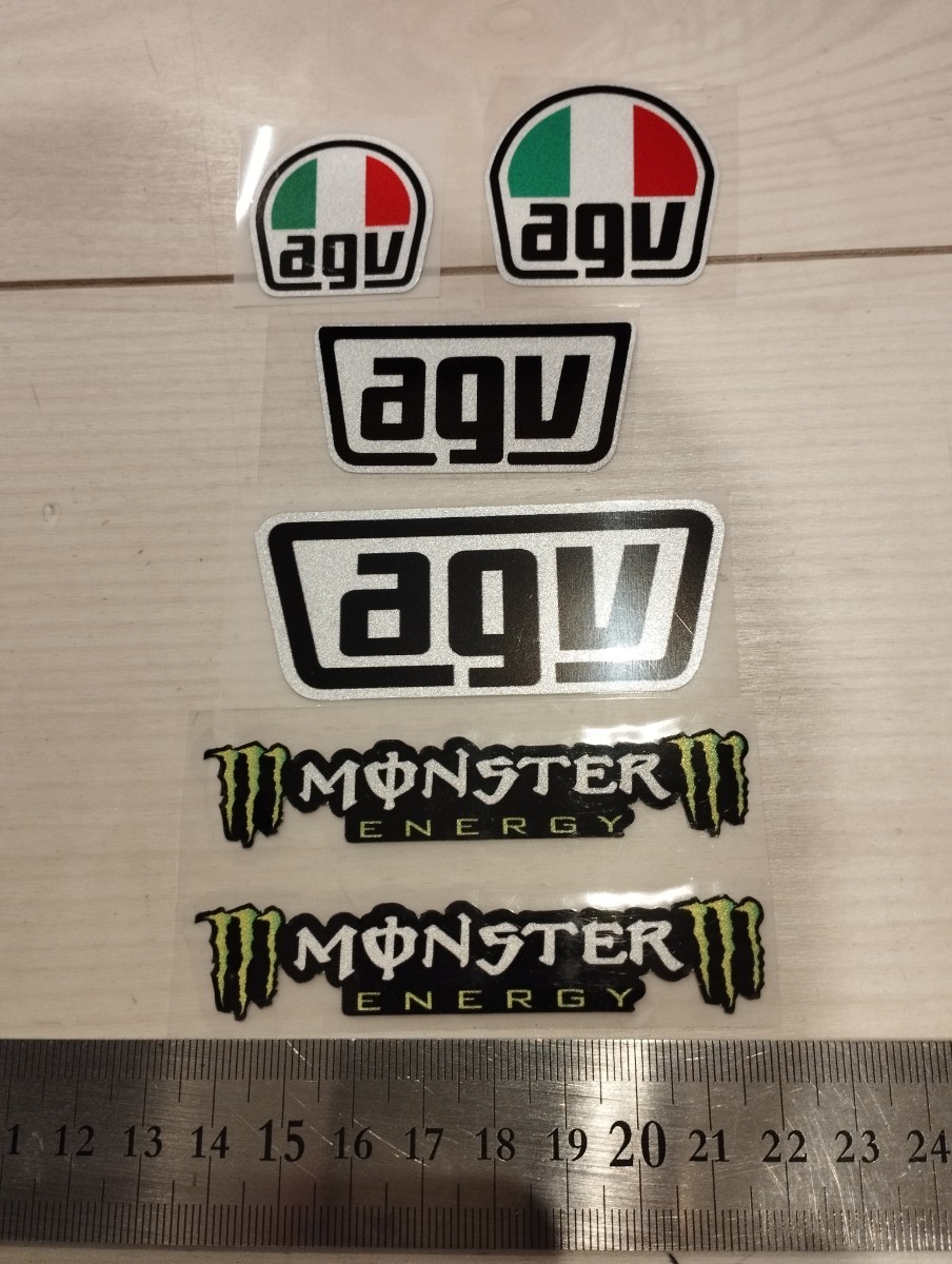 バイクステッカー　 6枚セット　バイクステッカー　ヘルメットステッカー　バイザーステッカー　monster energy モンスターエナジー　agv_画像1